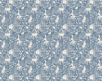 Buy Oilcloth Tablecloth Country Life Blue, Wildlife, Hares, Deers