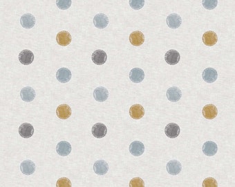 PVC Tablecloth Large Polkadots in muted Greys , Duck egg and Tan, Wipe Clean, Vinyl / Plastic Table Cloth in various sizes