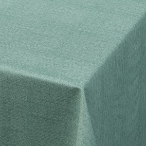 Toalha de mesa de PVC lisa na cor Aqua Gouda com textura que imita linho, fácil de limpar. Toalha de mesa de vinil/plástico, fácil de cuidar.