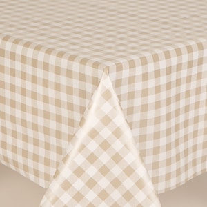 Design a quadri a quadretti beige e bianco bistrot in PVC, facile da pulire, tovaglia in vinile/plastica cerata