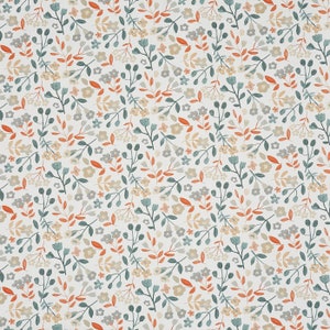 Wachstuch Tischdecke Betty Petrol, Grau und Orange Blumen Abwischbares Baumwolltuch Mit PVC Matt Beschichtung