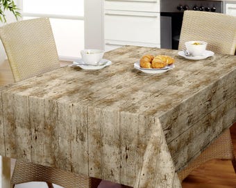 Mantel de PVC con efecto de suelo de roble, fácil de limpiar, mantel de vinilo/plástico redondo, cuadrado, rectangular u ovalado.