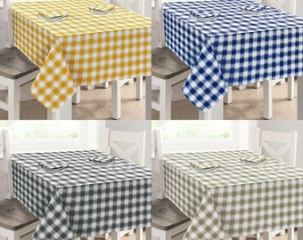 Seersucker Large Check Nappes ou serviettes faciles d’entretien Lavable Polyester / Coton, disponible en Rond, Carré ou Rectangle