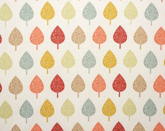 Skara Scandinavian Leaves Burnt Orange on a natural ground Oilcloth Tablecloth Wipe Clean Cotton Cloth With PVC Coating