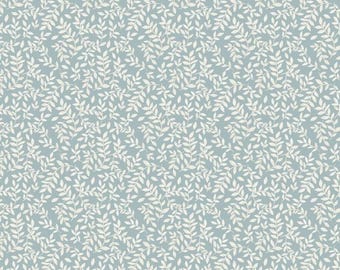 Birch Leaves Denim Blue Oilcloth Tablecloth Cotton Cloth With PVC Coating Wipeclean, Round, Square, Rectangle or Oval