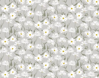 Cluster of Daisies Grey Daisy PVC Tablecloth, Wipe Clean, Indoor Outdoor Vinyl Dining Table Cover