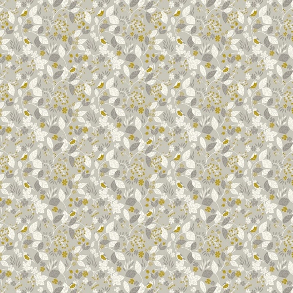 Oilcloth Tablecloth Little Robins in Mustard Ochre , Flowers and Leaves Wipe Clean Cotton Cloth With PVC Matte Coating ,  Various Sizes PT