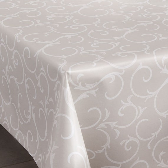 White and Beige Star PVC Vinyl Oilcloth Tablecloth Wipeclean Multiple Sizes 