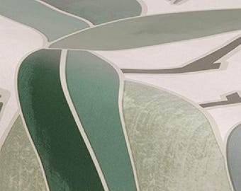 PVC Tablecloth Virginia Green Tropical Leaves Wipe Clean , Vinyl / Plastic Table Cloth, in Round, Square, Rectangle