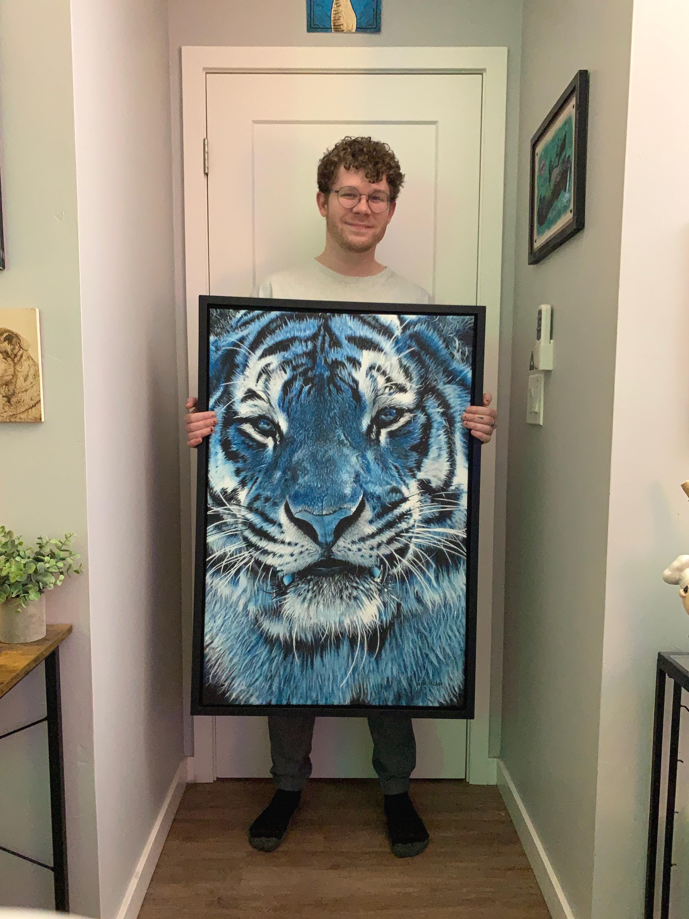 Original Tiger Painting, Tiger Art, Acrylic Tiger Painting, Blue