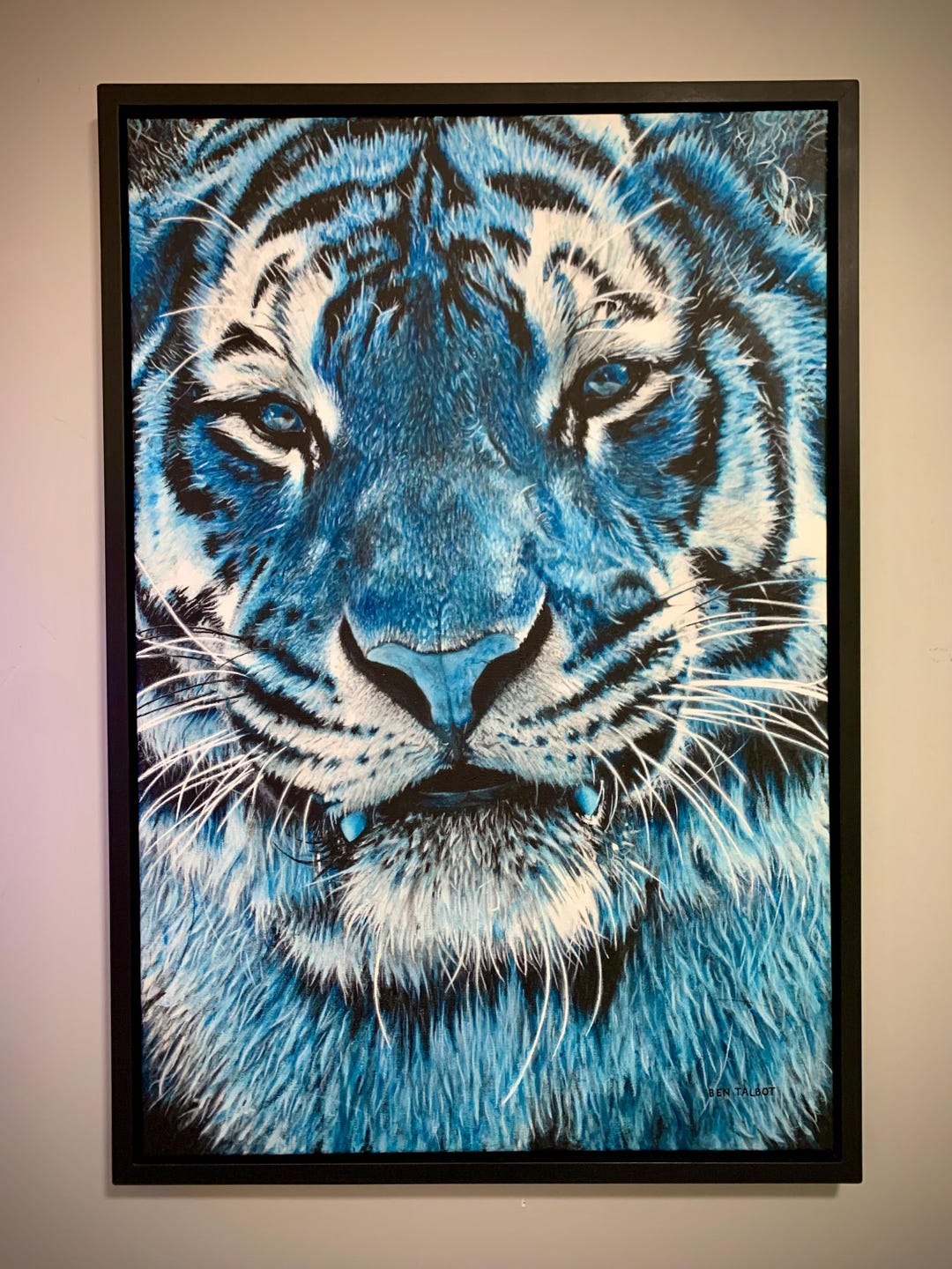 Original Tiger Painting, Tiger Art, Acrylic Tiger Painting, Blue