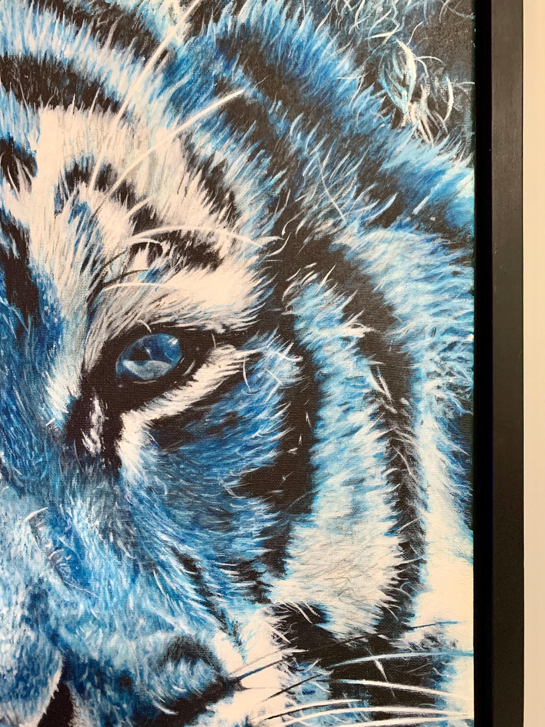 Original Tiger Painting, Tiger Art, Acrylic Tiger Painting, Blue