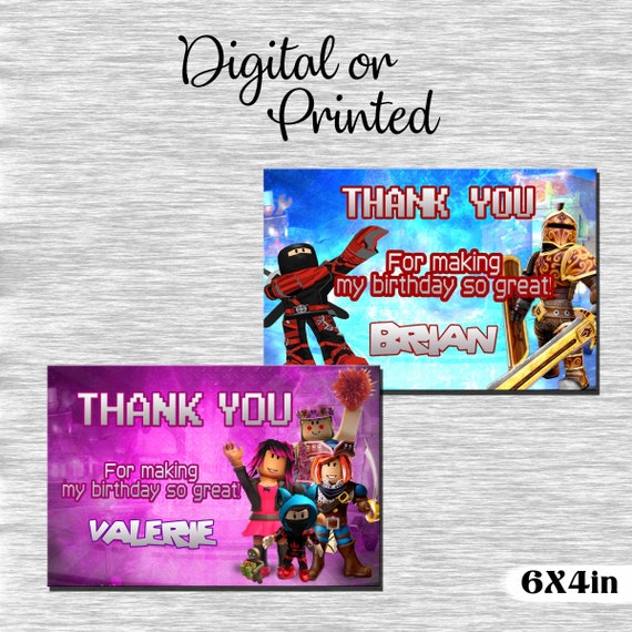 Roblox Thank You Card Digital Or Printed Etsy - roblox cards roblox thank you tags instant download etsy