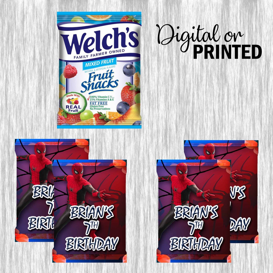 Spiderman Fruit Snack Labels Digital Printed or Finished Etsy