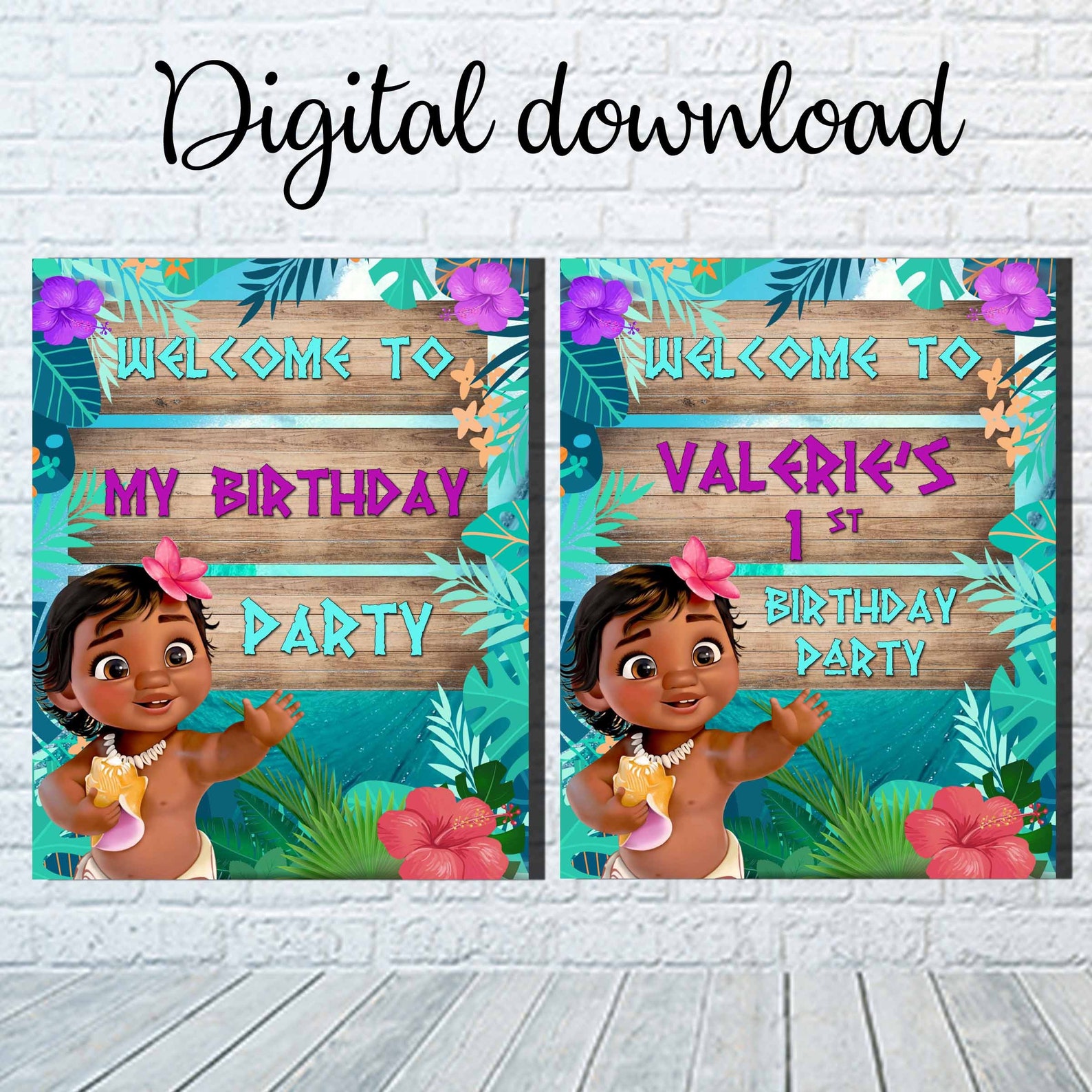 Baby Moana welcome sign digital download YOU PRINT | Etsy