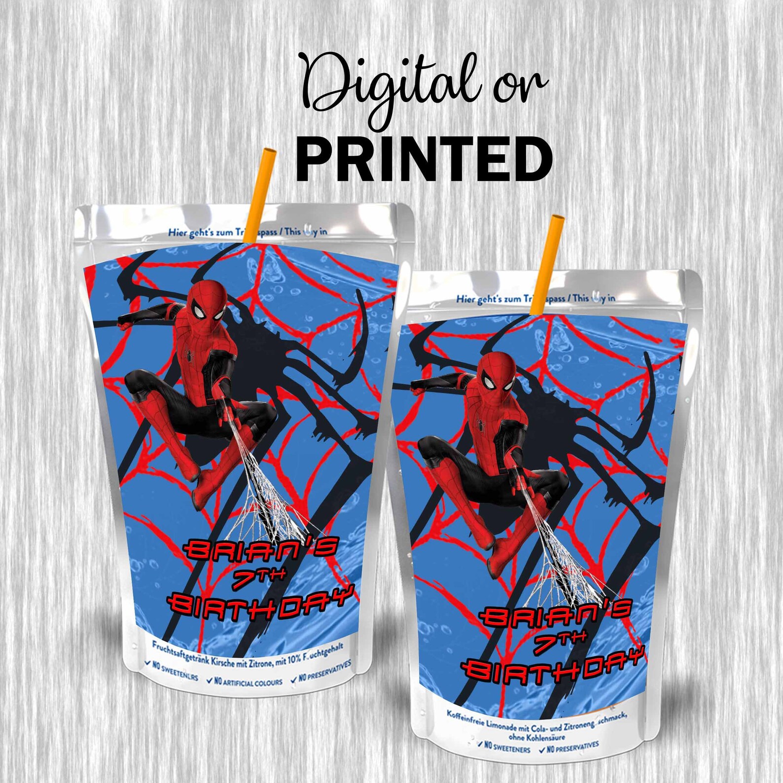 Spiderman Juice Pouch Labels Digital Printed or Ready to Etsy