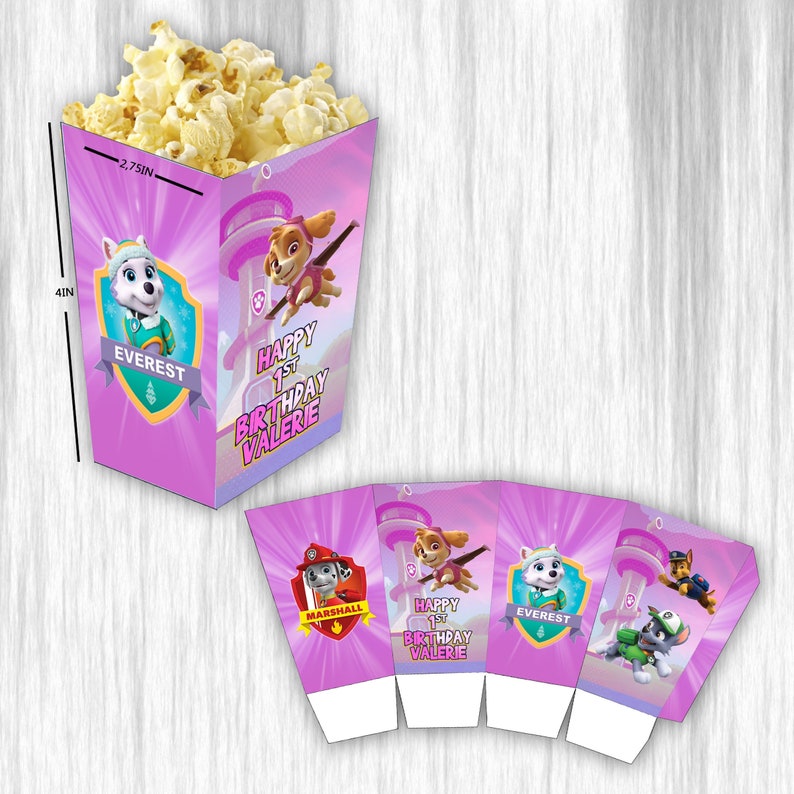 Paw Patrol small popcorn box Candy box 4x2.75in digital | Etsy