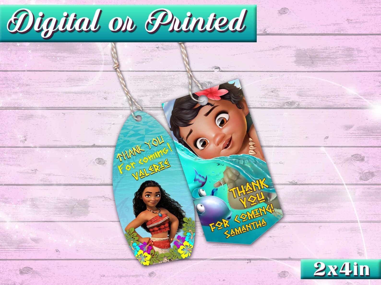 Moana favor tags digital or printed | Etsy