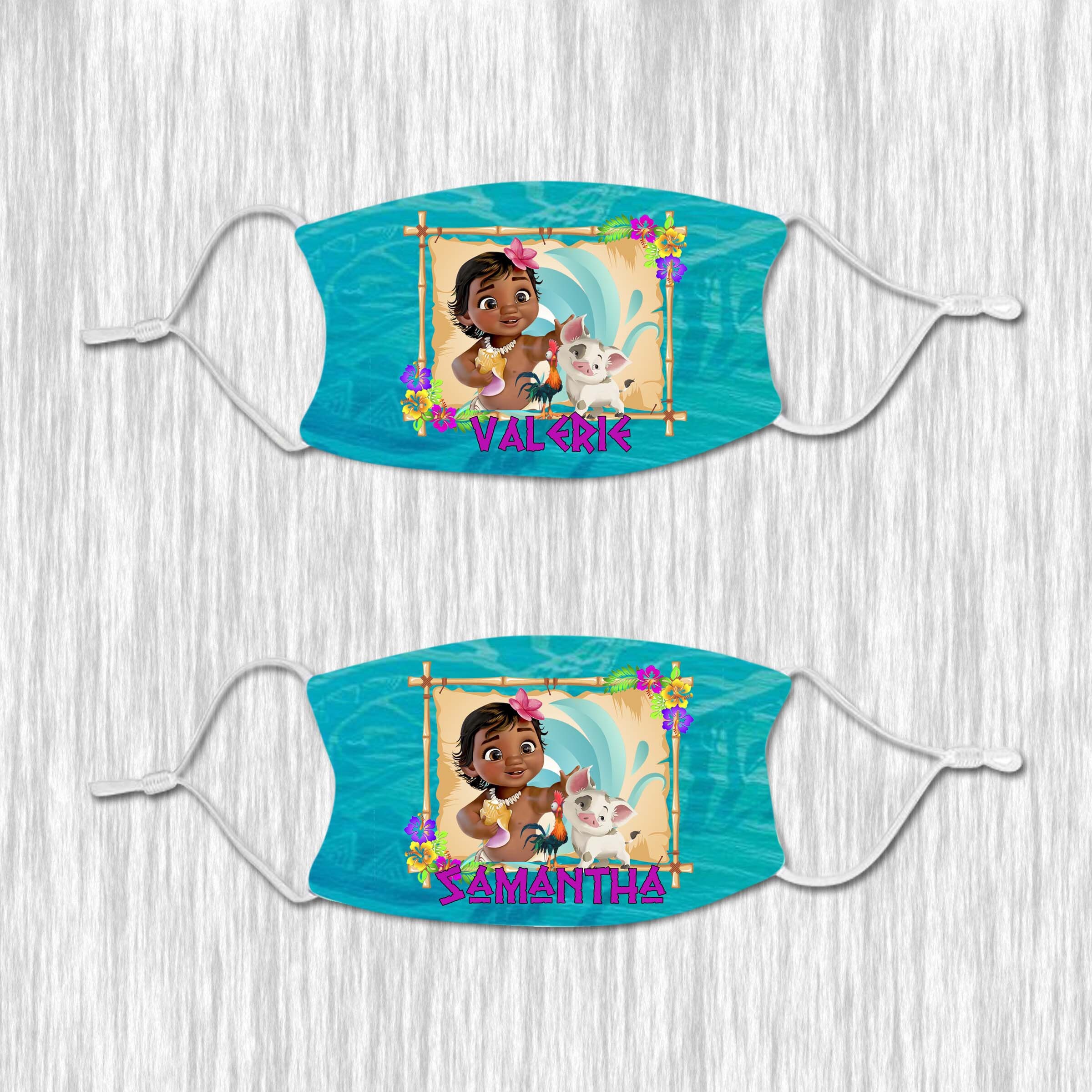 Baby Moana Face mask with name | Etsy