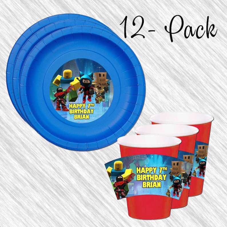 Roblox Paper Plates and Cups 12pack Etsy