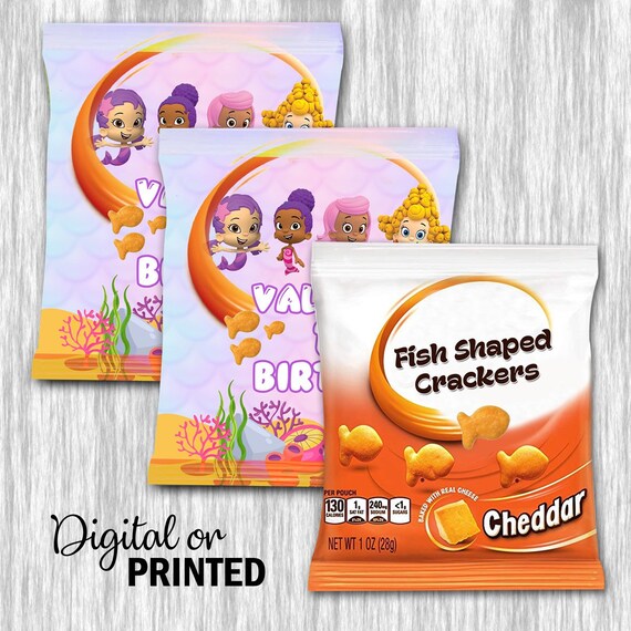 Bubble Guppies Cheddar Snack Crackers Labels Digital or Etsy New Zealand