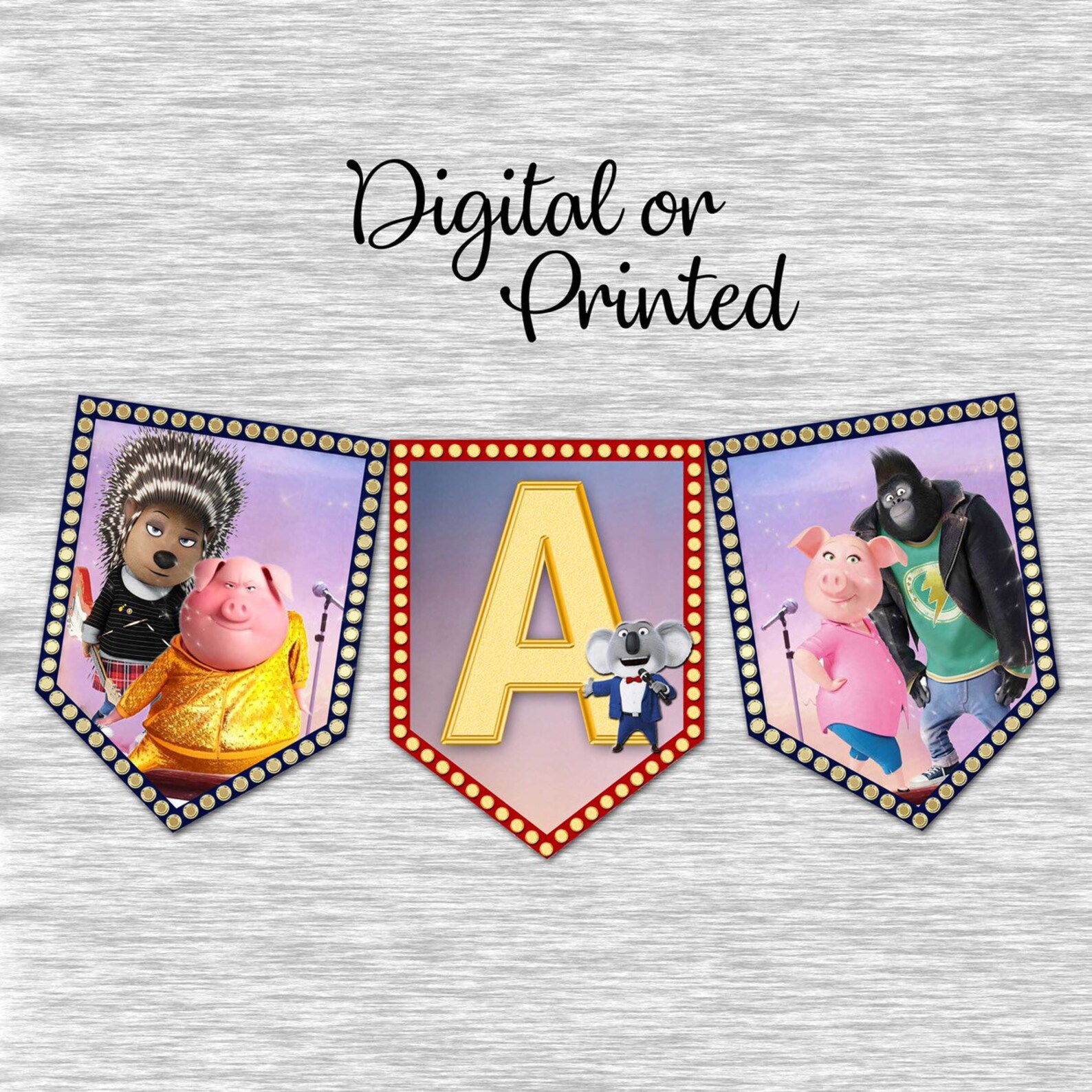 Sing Movie happy birthday banner digital or printed | Etsy