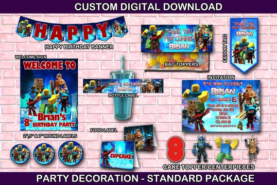 Roblox Party Package Decoration Digital Download You Print Etsy - roblox bubble labels digital or printed etsy