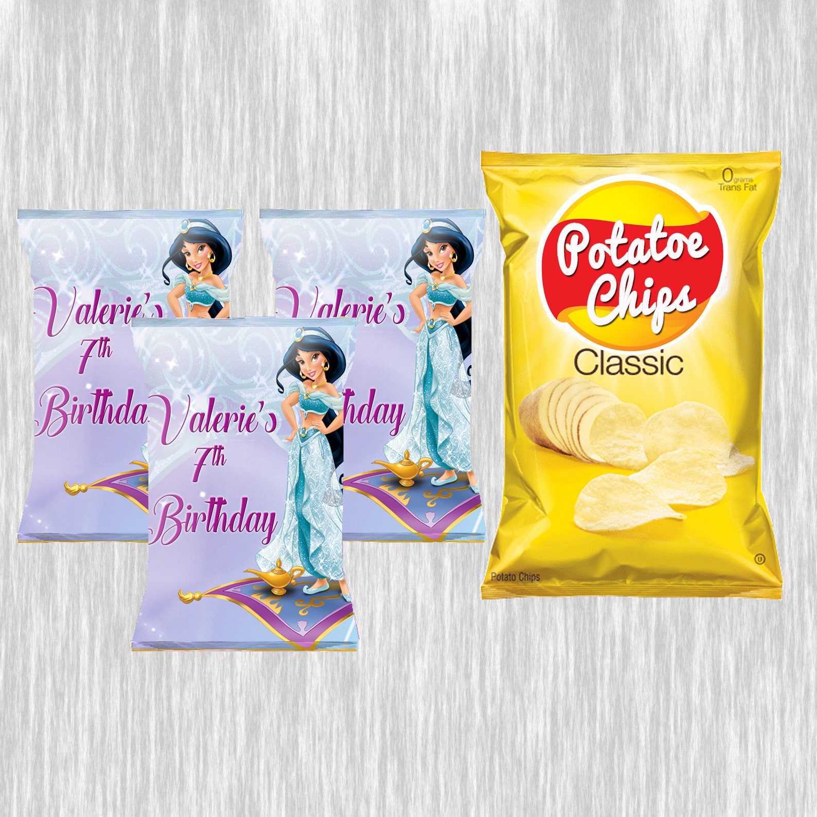 Princess Jasmine Chips Bag Labels Digital Printed or - Etsy