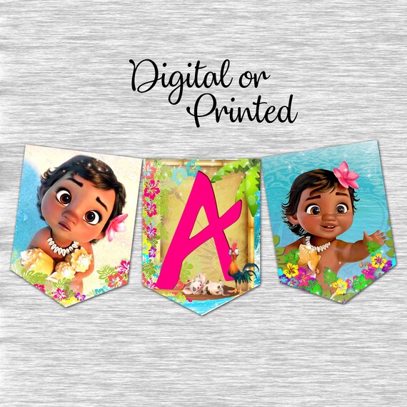 Baby Moana Feliz Cumpleanos Banner Digital O Impreso Etsy