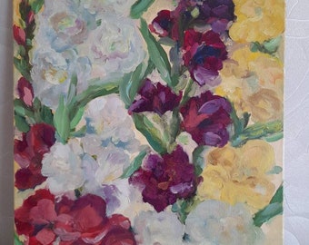 Gladiolus Oil Painting, Floral Still Life Canvas Art (18x14 in)