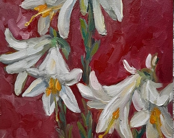 白いユリ 白いユリの花の絵画 ユリの芸術 花の静物画 蓮の絵