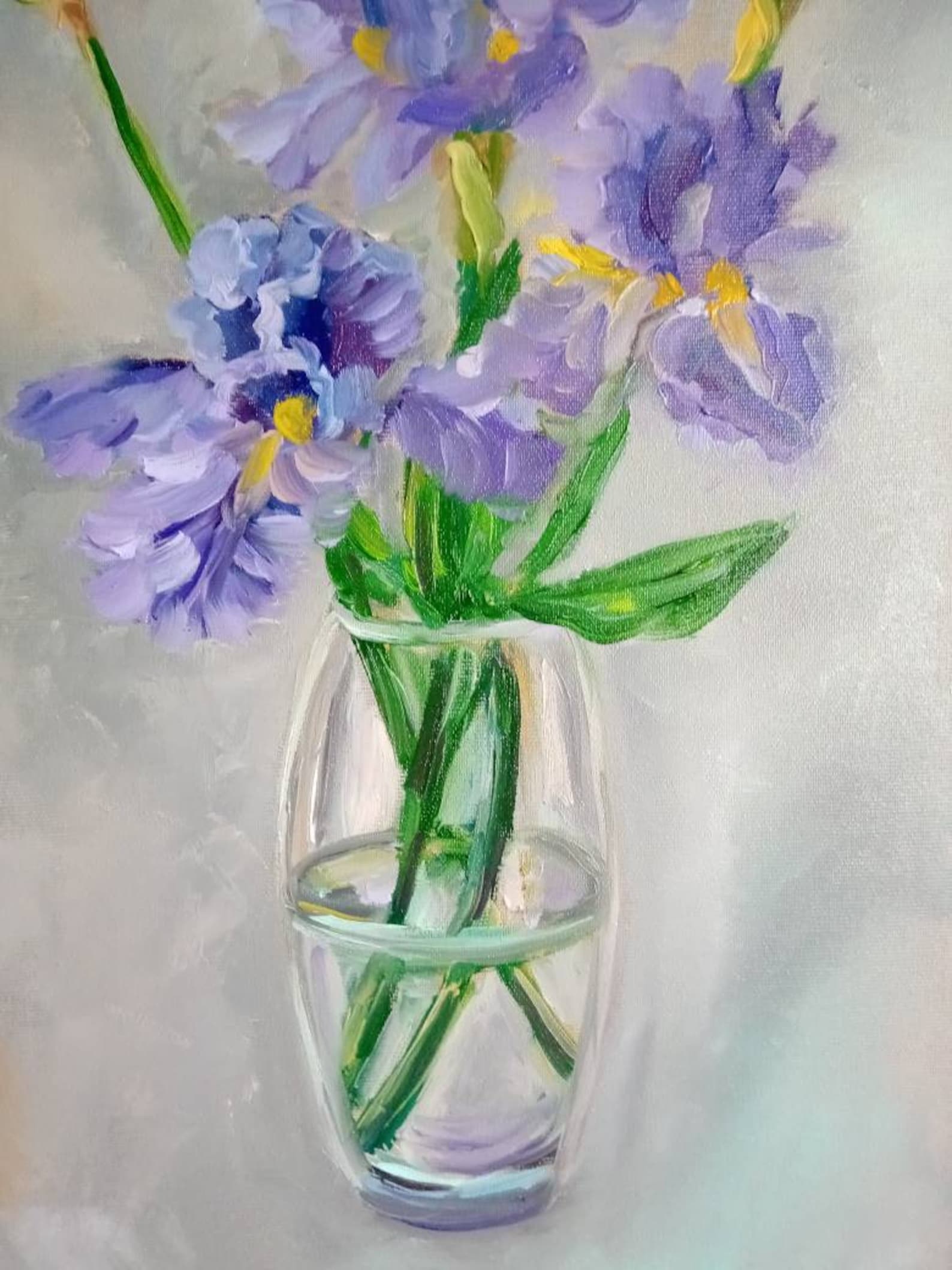 Painting a bouquet of irises in vase original oil painting Etsy