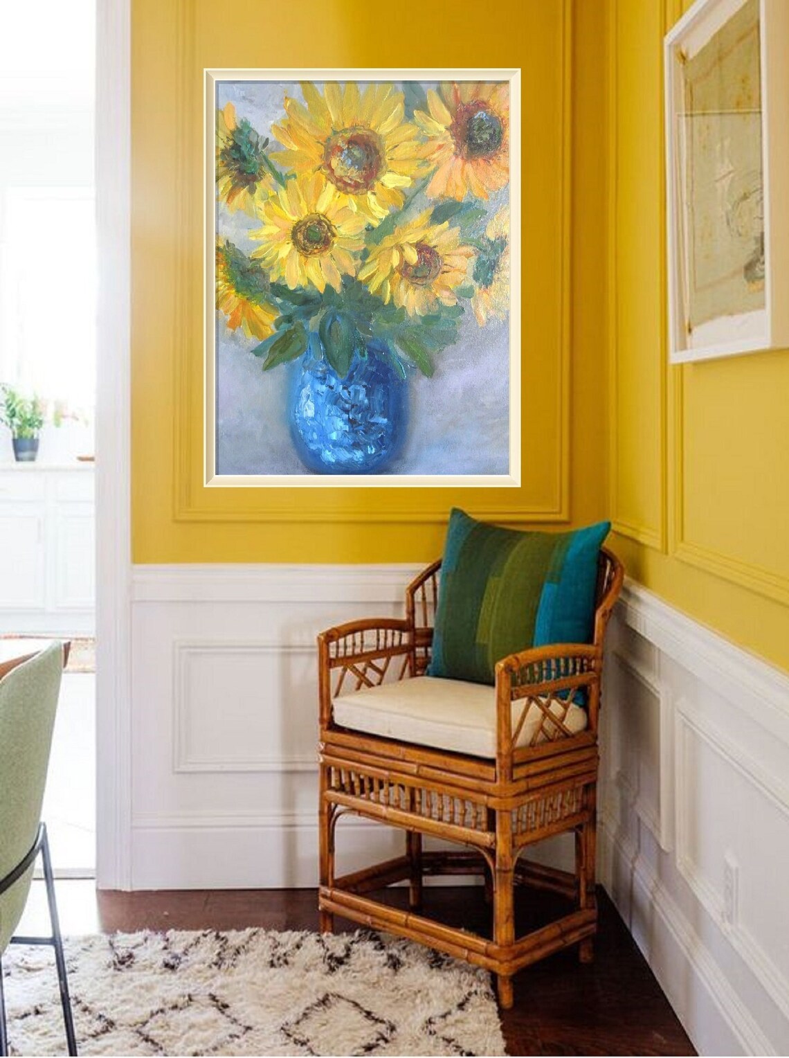 Sunflowers Wall Art Sunflowers Oil Painting a Bouquet of - Etsy