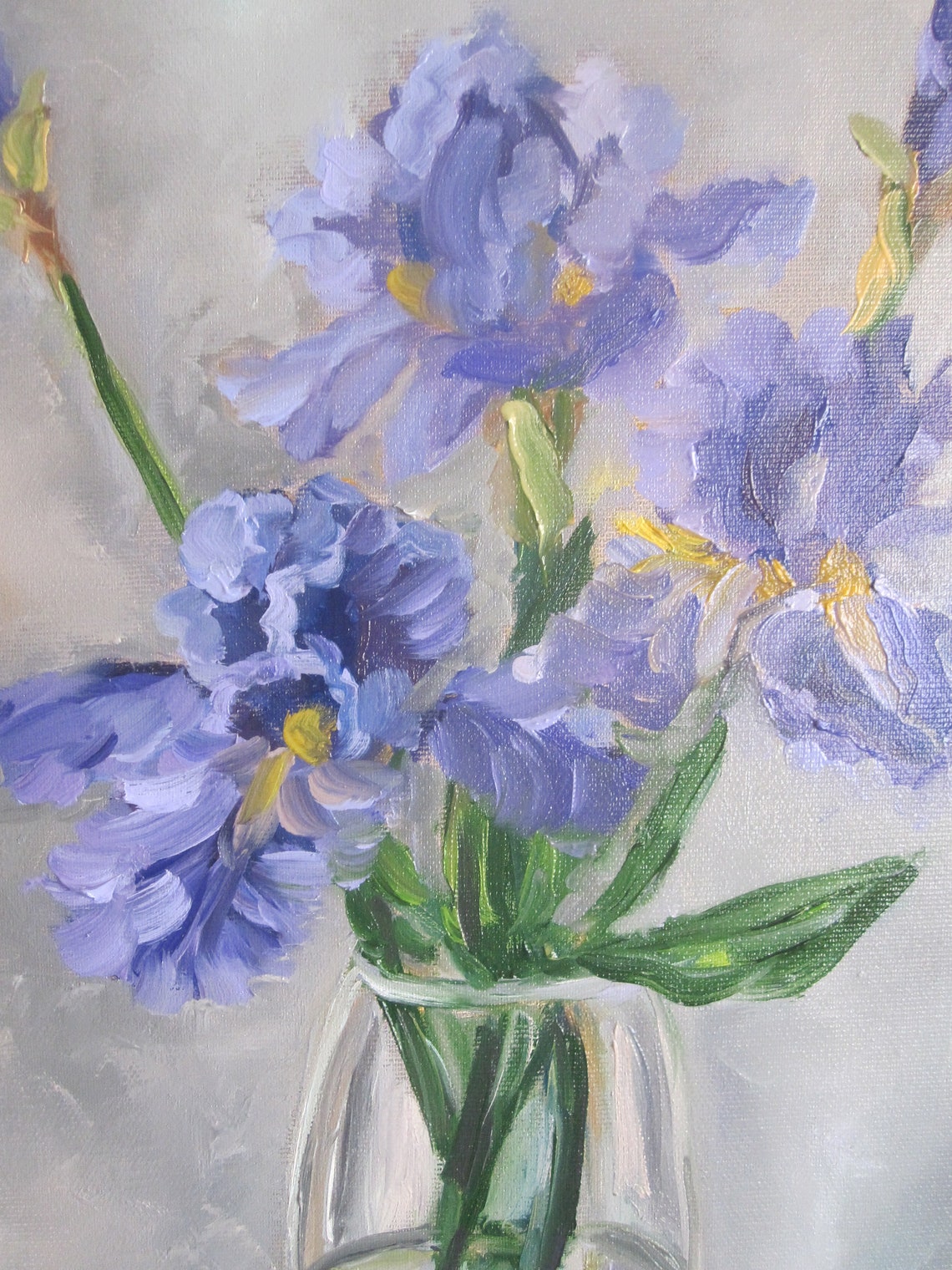 Painting a bouquet of irises in vase original oil painting Etsy