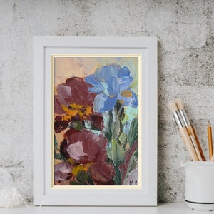 pintura a óleo original de íris, pintura texturizada de íris, buquê de íris, arte de íris multicoloridas, pintura de flores, pintura a óleo de flores