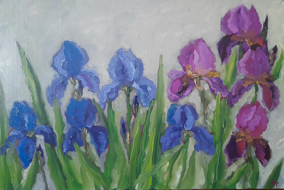 Original Irises Oil Painting on Canvas: Floral Still Life - Etsy