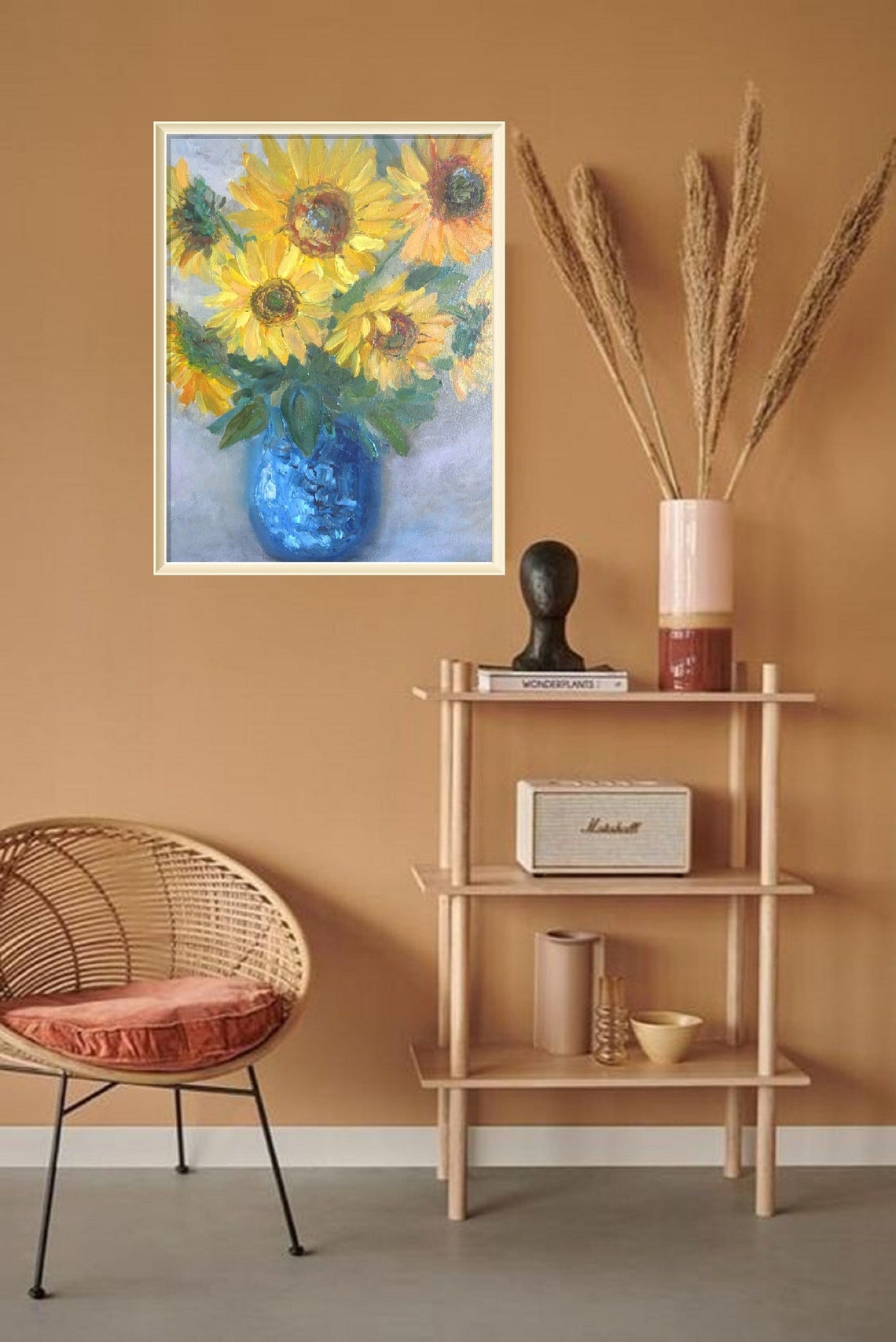 Sunflowers Wall Art Sunflowers Oil Painting a Bouquet of Etsy