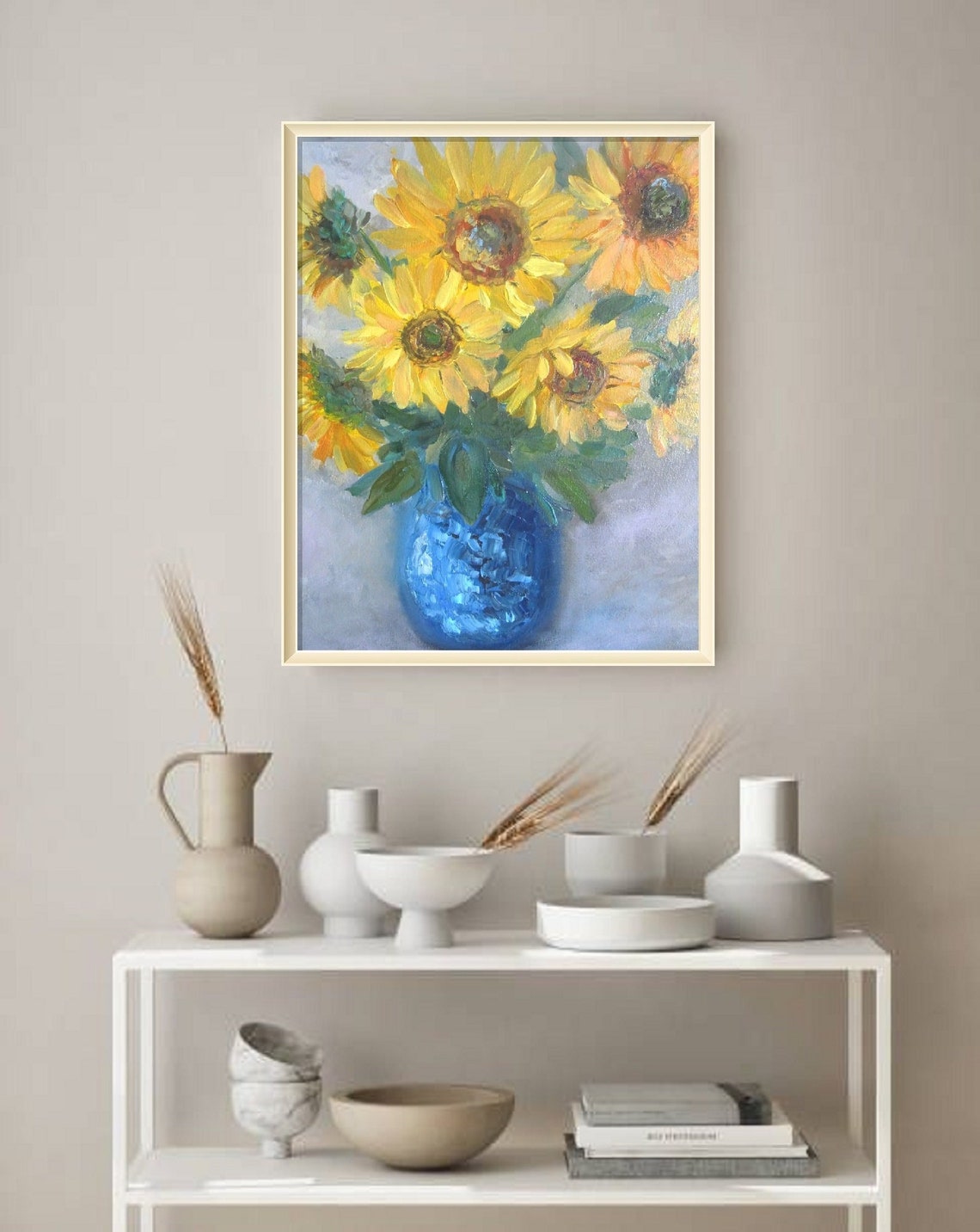 Sunflowers Wall Art Sunflowers Oil Painting a Bouquet of Etsy