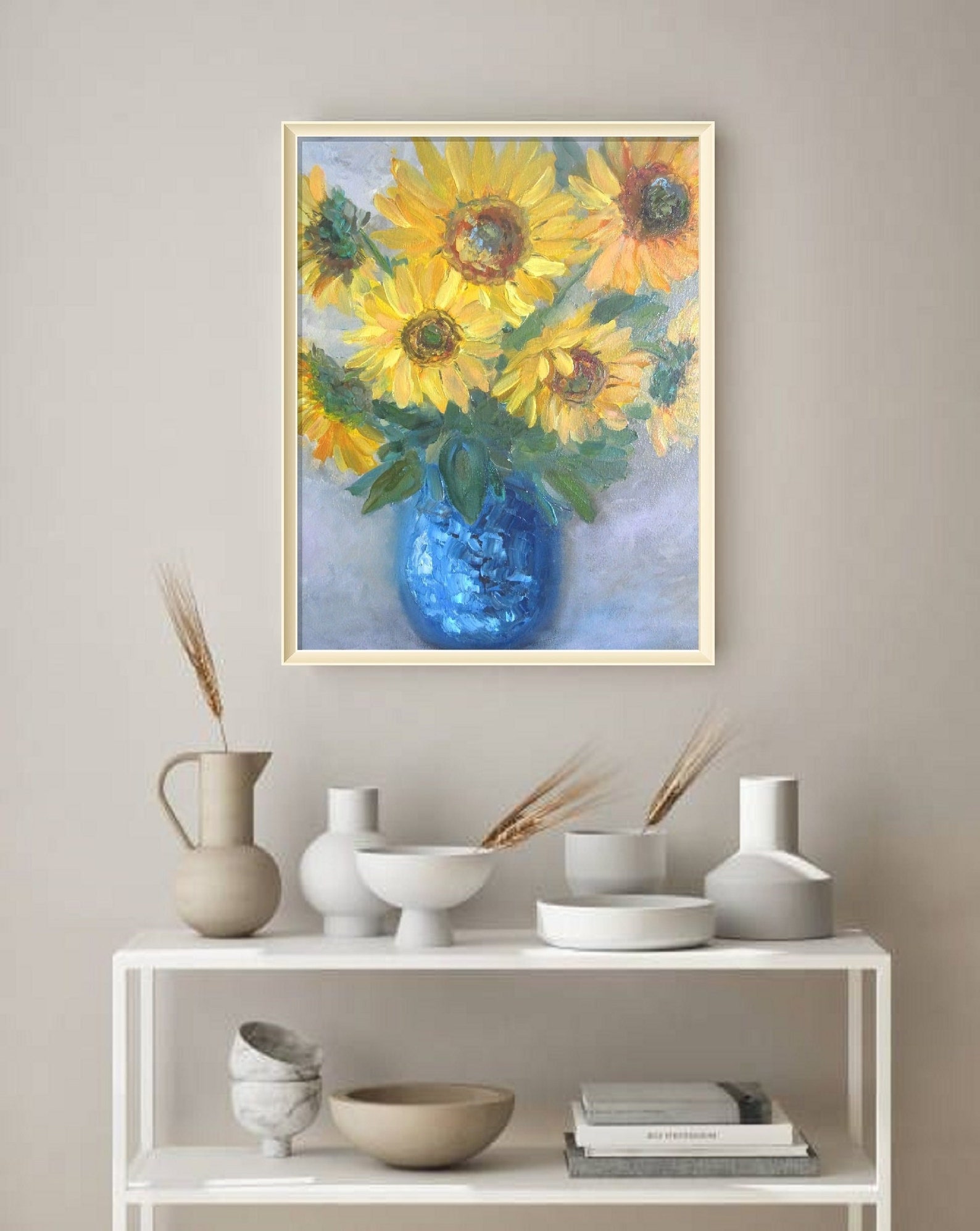 Sunflowers Wall Art Sunflowers Oil Painting a Bouquet of Etsy