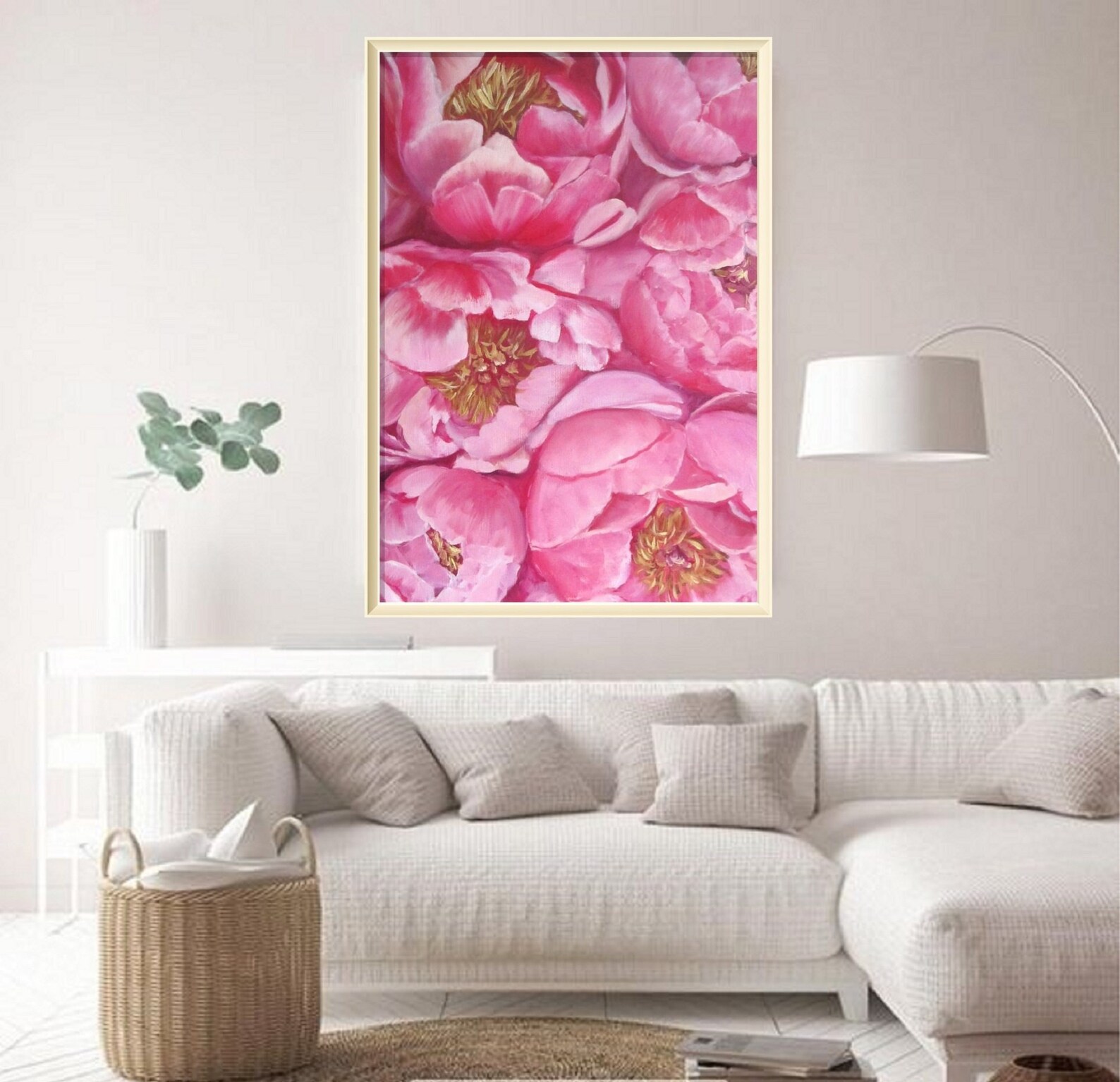 Oil Painting Peony Flower, Peony Painting Original, Oil Painting ...