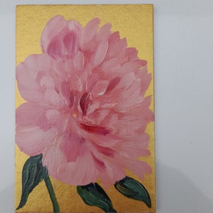 pequeña pintura de peonía, pintura de flores original, peonías aceo, pintura de peonía rosa, peonías en miniatura, arte de pared de peonía, pintura ucraniana