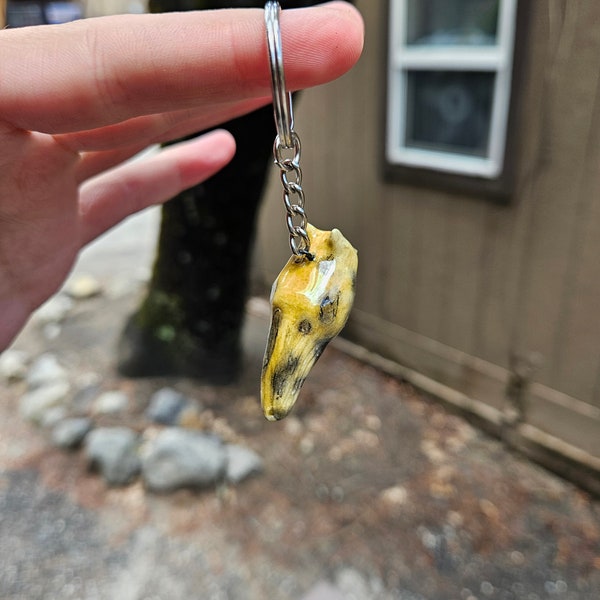 Clay banana slug keychain