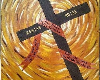 Tall Cross Acrylic Painting