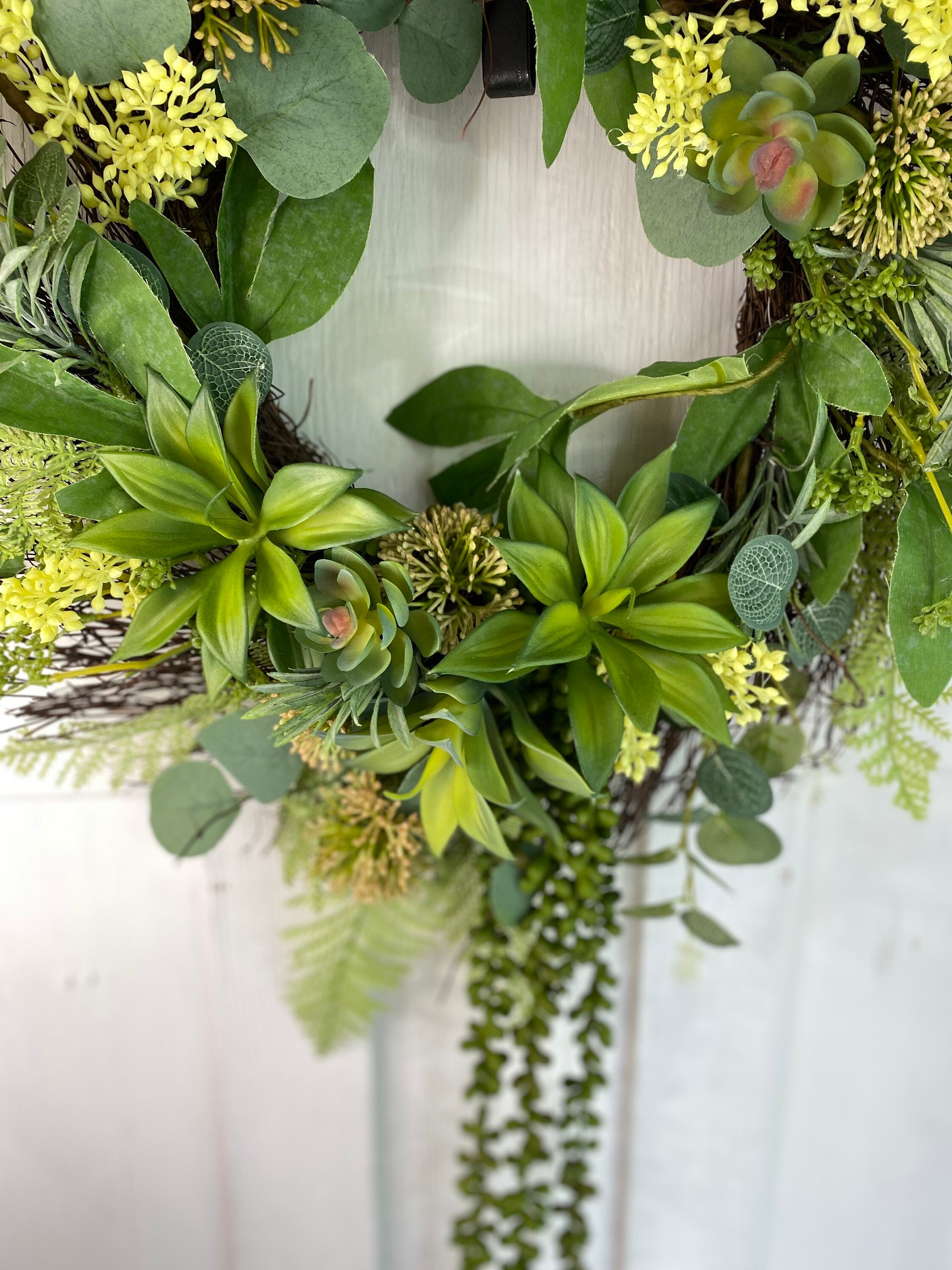 Succulent artificial greenery wreath everyday year round for Etsy