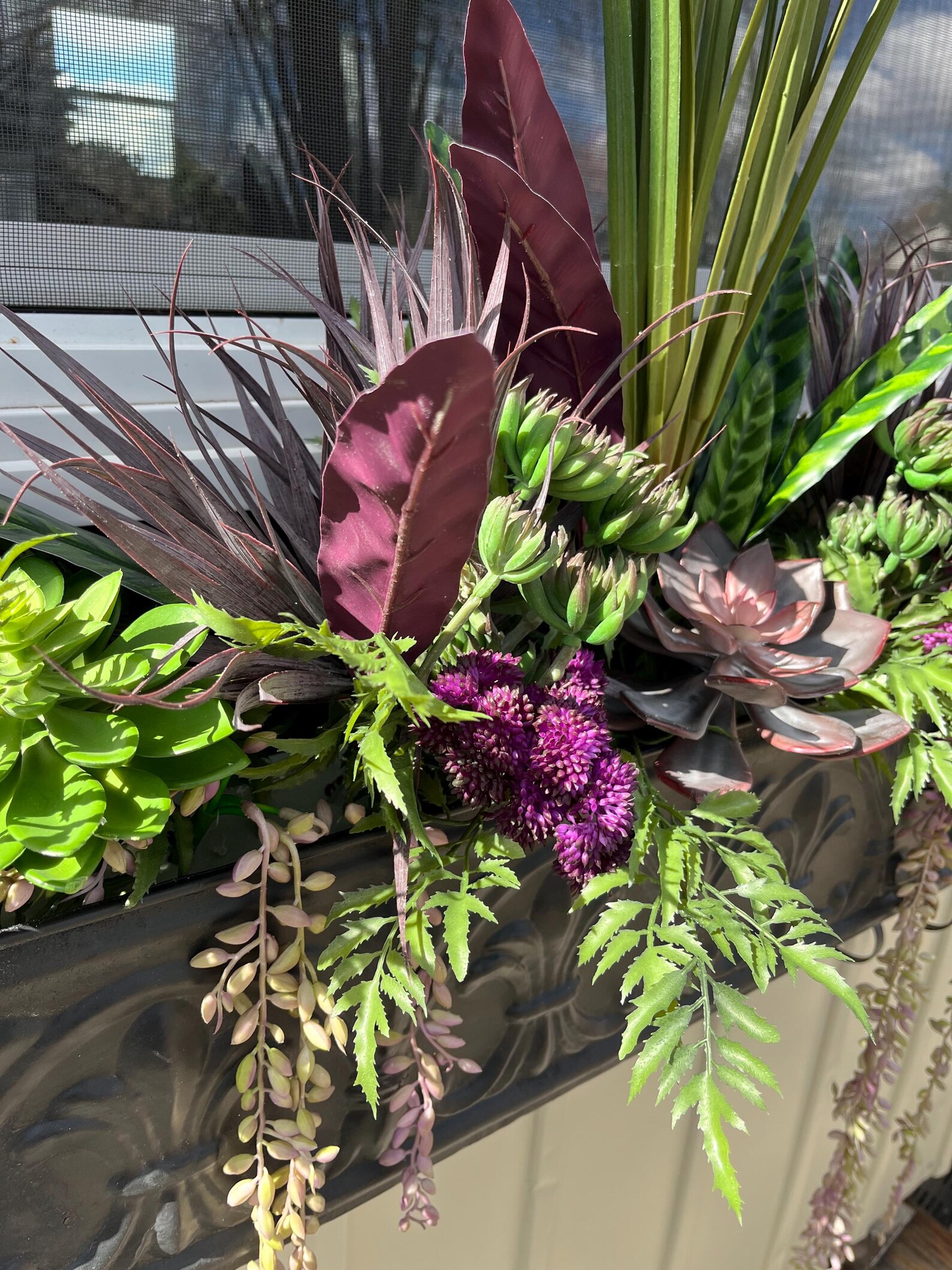 Faux Succulent Window Box Filler, Summer Windowbox With Succulents and ...