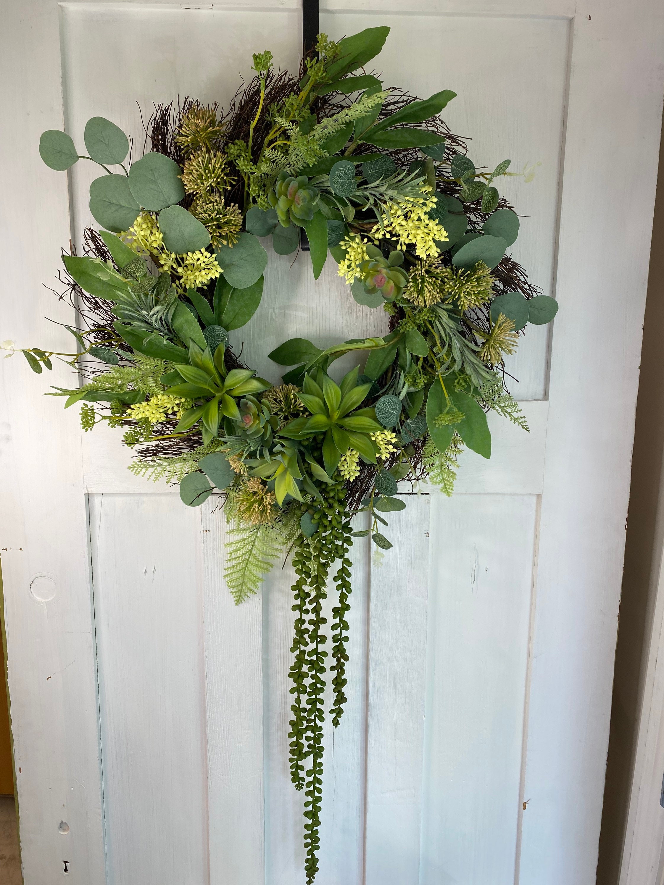 Succulent artificial greenery wreath everyday year round for Etsy