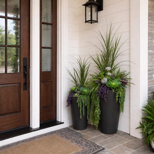 Ensemble de 2 plantes succulentes artificielles à poser, petit et grand, pour remplir vos pots et jardinières d'été. Décoration pour porche et jardinières.