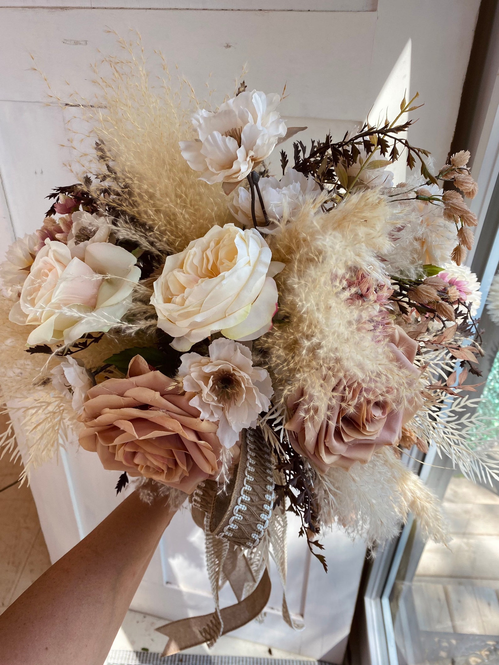 Dusty Rose Blush Pampas Grass bouquetRustic Boho wedding Etsy Dusty rose blush pampas grass bouquetrustic boho wedding