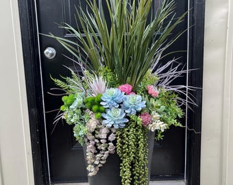 Succulent Urn filler for Summer, Succulent Planter drop in, faux urn filler, planters for porch, urn filler for summer, potted faux plant,