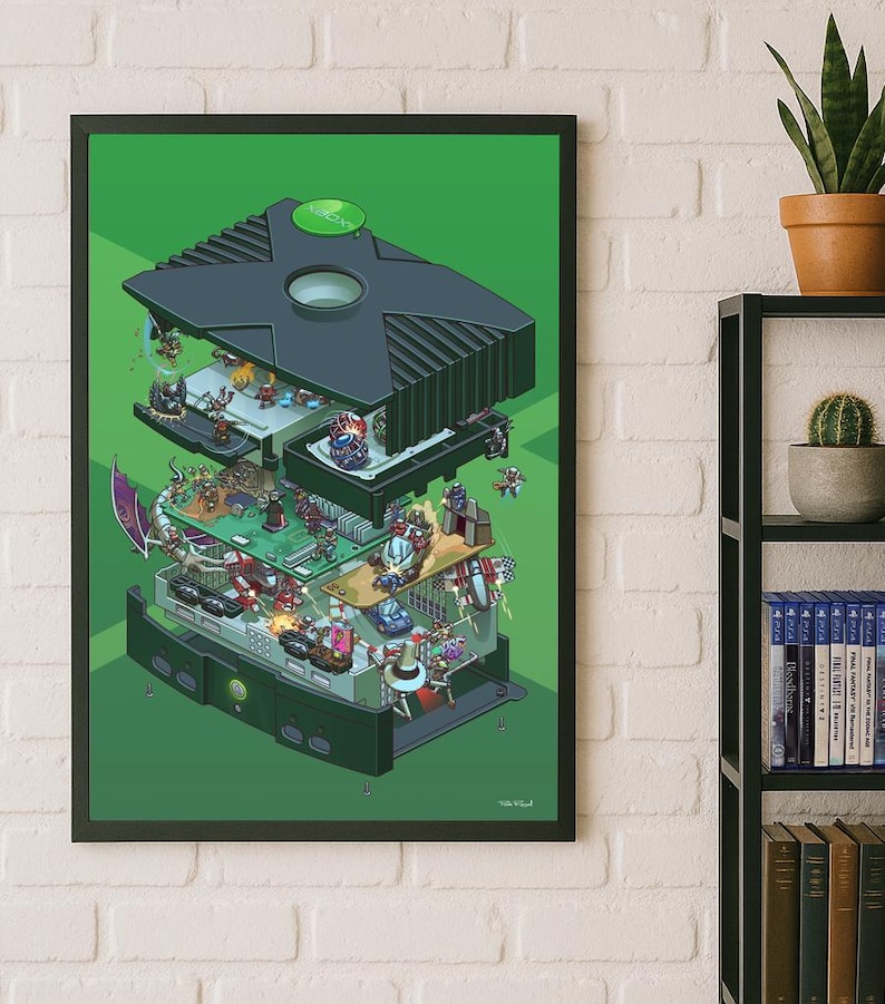 Xbox Exploded Diagram: Retro Gaming Art Print - Etsy